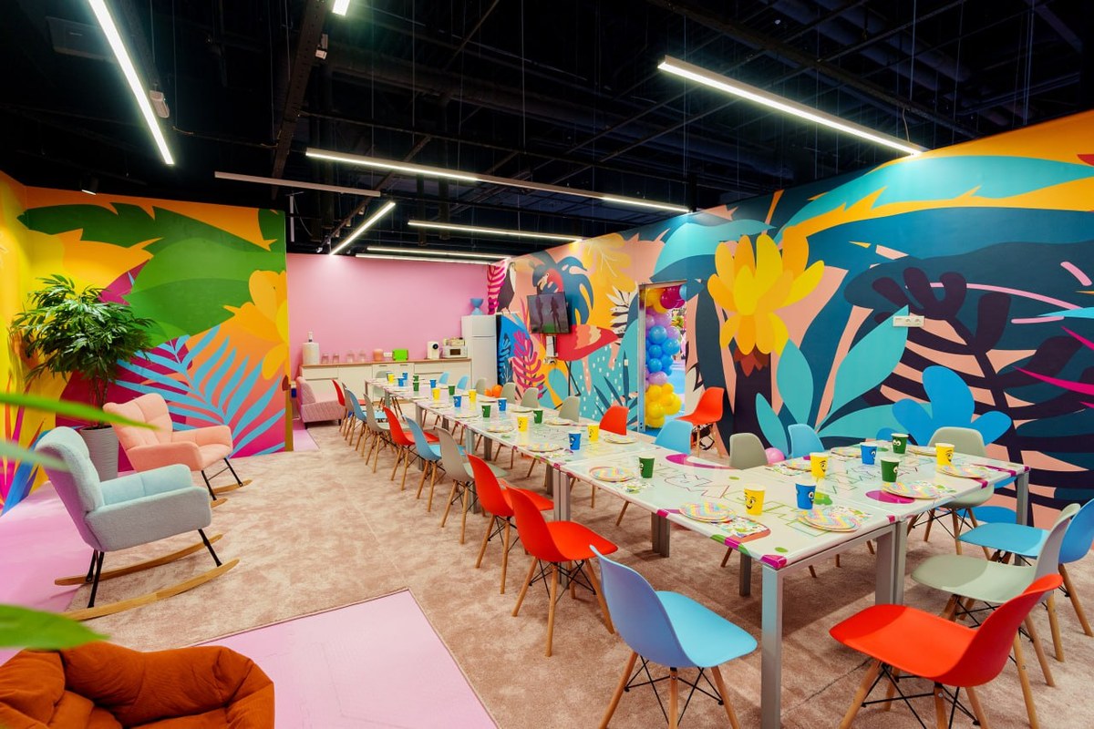 Party lounge with tables for celebrations